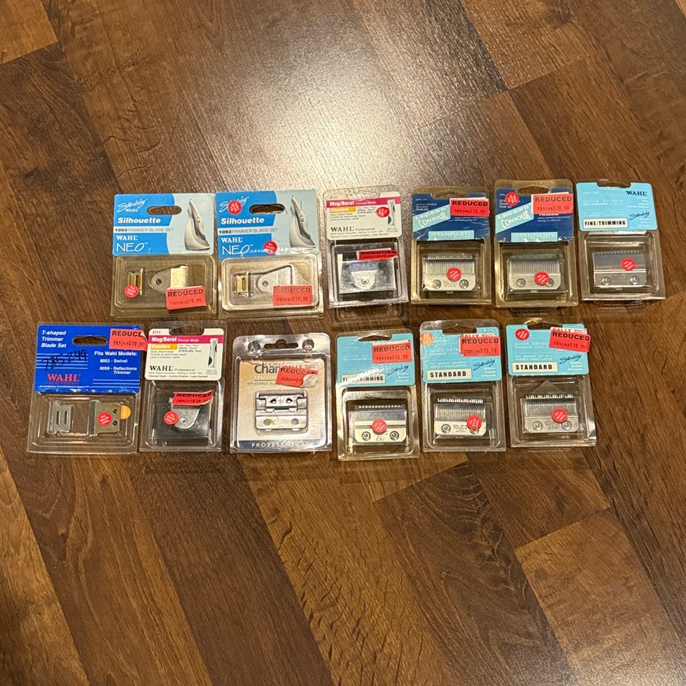 Lot of 12 Wahl and other Replacement Clipper Blades and Trimmer Heads
